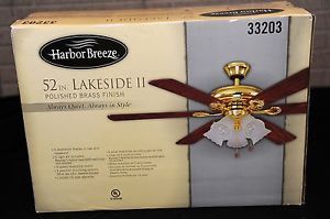 Harbor Breeze 52" Lakeside II Polished Brass Ceiling Fan w 5 Light Kit 33203