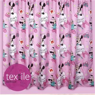 Disney Minnie Mouse Makeover Girls Pink 66x54 Kids Childrens Bedroom Curtains