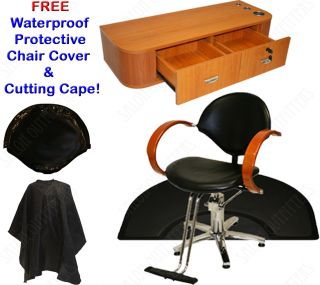 Hydraulic Barber Chair Wood Styling Station Hair Mat Beauty Spa Salon Equipment
