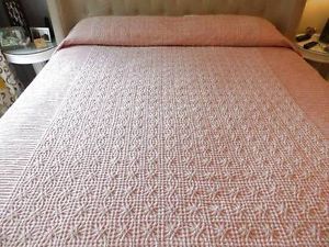 Beautiful Vintage Plush Pink Chenille Bedspread Cotton NR Mint