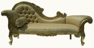 Ornate French Rococo Gold Leaf Gilt Chaise Longue Lounge Sofa