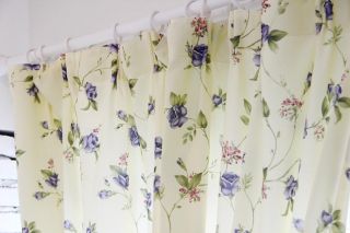 2 x Custom Made French Country Blue Rose Floral Window Curtain Panel 004