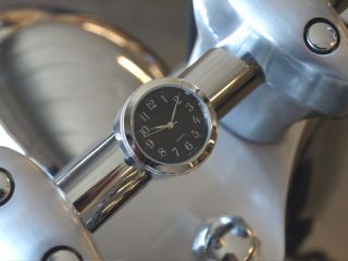 Motorcycle Handlebar Clock with Authentic Black Seiko