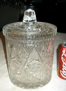 Antique Cut Fine Crystal Ice Bucket Candy Jar Cocktail Bar Art Wine Beer Glass