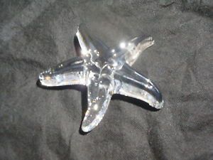 Baccarat French Art Glass Paperweight Starfish Sea Shell Leaded Crystal