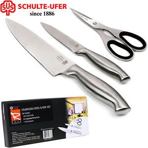 3 PC Schulte Ufer® High Carbon Stainless Steel Cutlery Chef Blade Knife Set New