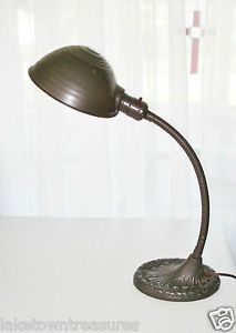 Vintage Art Deco Gooseneck Desk Table Study Work Lamp Light Deal Works