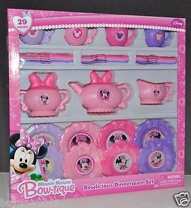 Disney Minnie Mouse Dinnerware Set Bowlicious Tea Set Toy Girls 29 Pieces Gift