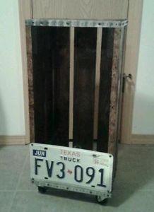 Rolling Crate Side End Table License Plate