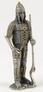 Pewter Knight Rifle Old Fashioned Gun Figurine Statue Small 4 25" Tall Medieval