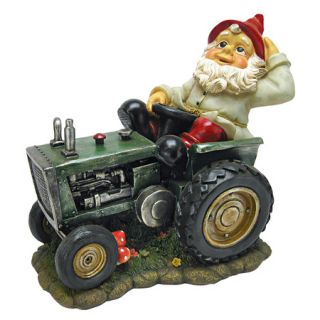 Farmer Garden Gnome Riding His Tractor Garden Yard Sculpture