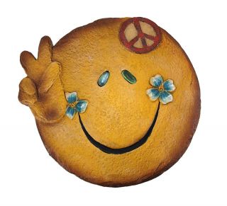 Decorative Smiley Face Peace Sign Stepping Stone Wall Plaque