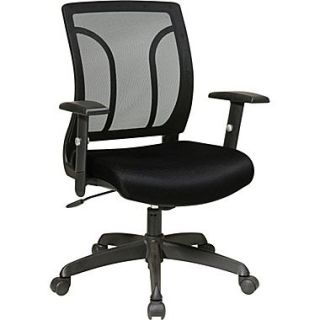 Office Star Fabric Screen Back Chair with Mesh Seat and Height AdjusTable Arm, Black