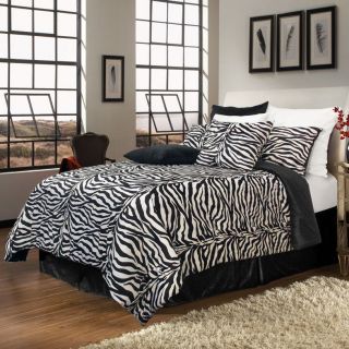 Veratex Zafari Zebra Animal Print Black White Comforter Bedding Set