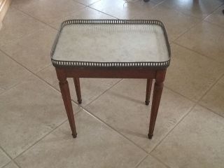 Antique Marble Top End Table with Brass Gallery