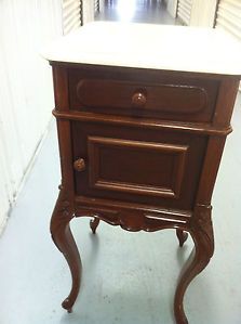Antique Cherrywood Nightstand End Table wth Carved Legs Country French Style