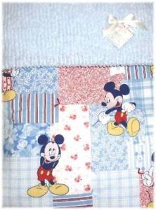 Mickey Mouse Patchwork Chenille Baby Quilt Crib Bedding