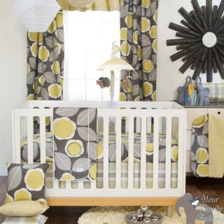 Glenna Jean Baby Boy Girl Grey Yellow Floral Crib Nursery Bedding Quilt Bed Set