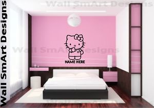 Hello Kitty Personalised Wall Sticker Girls Bedroom Decorative Mural