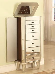 Chic Mirror Chest Bedroom Mirrored Cabinet Jewelry Box Storage Armoire 7 Drawer