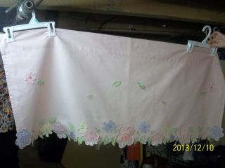 3 Pottery Barn Kids Pink Floral Garden Applique Valance Curtain Lined 44 x 18