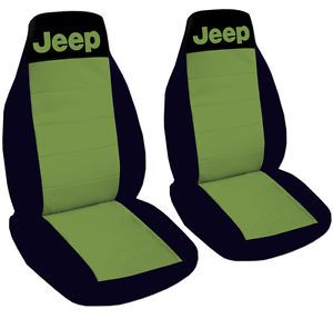 Jeep Wrangler Car Seat Covers Solid Color and Black with Writing Jeep Front Set