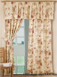Antique Rose 4pc Window Drapery Panel Curtain Pair 100 Cotton Full Lined