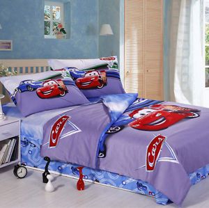 4pc Disney Cars Bedding Set Blue Duvet Cover Sheet Pillow 100 Cotton Boys Kids