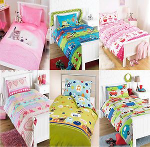 Childrens Boys Girls Single Size Bed Duvet Quilt Cover Pillow Case Bedding Set