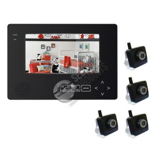 Digital Wireless 4 Mini IR Camera CCTV Video Surveillance System DVR LED Monitor