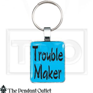 Trouble Maker Punk Rebel Attitude Cute Girl Kid Teen Key Chain Pendant Necklace