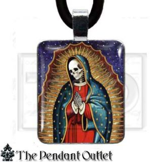 Skeleton Virgin Mary Guadalupe Day of Dead Sugar Skull Goth Psychobilly Necklace