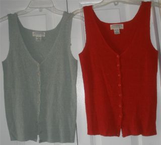 Express Womens Juniors Red Green Silk Summer Tank Top Front Button Shirt Size XS