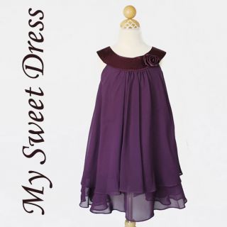 Purple Chiffon Flower Girl Dress Sz 2 to 14 Easter Party Formal Graduation