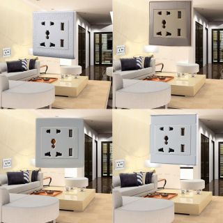 1x Electrical Wall Socket Outlet Global Dual USB Power Supply Charger Face Plate
