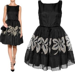 New $1150 Red Valentino Embroidered Silk Dress in Black