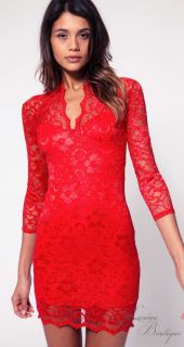 Red Lace Scallop Neck Bodycon Dress Sz 6 8 10 12 14 BNWT Cocktail Formal