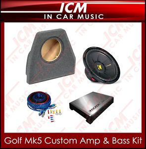 VW Golf MK5 MK6 10" Custom Fit Bass Box 10 inch Kicker Subwoofer and Car Amp
