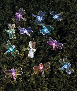 12 ft Long Solar Color Changing Dragonfly Garden Patio Porch String Light Set
