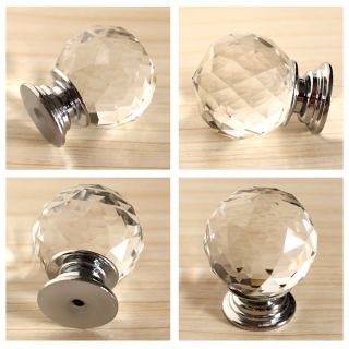 8x 30mm Crystal Glass Door Knobs Drawer Cabinet Kitchen Pull Handle US Stock