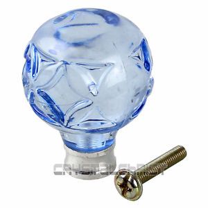 10pcs 32mm Blue Round Cabinet Drawer Crystal Glass Knobs Bureau Cupboard Handle