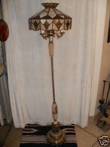 Antique Floor Lamp Glass Shade