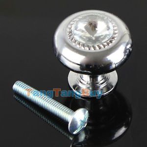 Clear Crystal Small Glass Door Drawer Pull Handle Cabinet Cupboard Knob 23 5mm