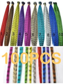 New Hot Sell 100 Grizzly Synthetic Feather Hair Extensions for Women Girls