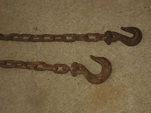 Heavy Duty Log Chain 14 Feet Long 3 8 inch Thick Links 2 Hooks Good Used Cond