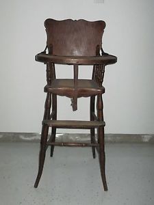Vintage Wood Baby High Chair