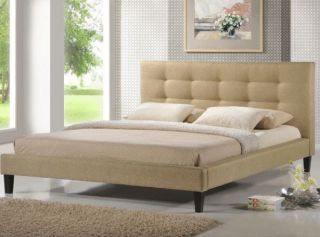 Queen Size Upholstered Bed Frame Tufted Headboard Modern Contemporary Bedroom