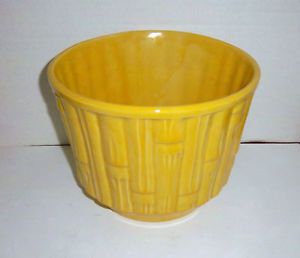 McCoy Pottery Large Yellow Bamboo Planter Jardiniere