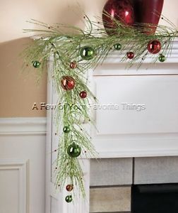 Sparkly Pine Garland Holiday Ornaments Christmas Mantel Banister Home Decor