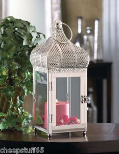 Silver Moroccan Dome Lantern Pillar Candle Lamp Home Interior Lighting